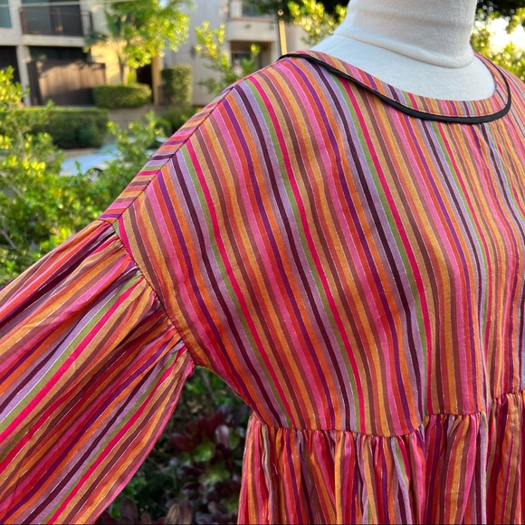 AMARYLLIS Stripe Top Cotton and Lurex Pom Pom Bottom Hem and Sleeve Size XS - Picture 2 of 9